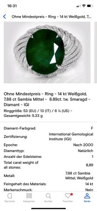 Verlobungsring 585 Gold Smaragd 7,88 ct Diamant - Bild 2