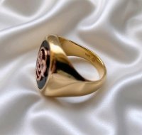 Siegelring 585 Gelbgold Onix Lagenstein Diamant - Bild 4