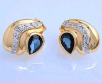 Ohrringe 585 Gold Saphir Diamant 0,36ct - Bild 1