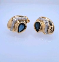 Ohrringe 585 Gold Saphir Diamant 0,36ct - Bild 3