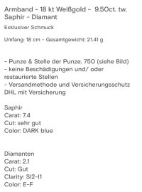Armreif 750er Gelbgold 9,5 ct Saphir Diamant - Bild 2