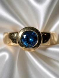 Ring 585 Gelbgold 0,4 ct blauer Diamant - Bild 3