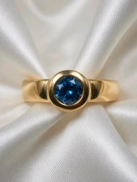 Ring 585 Gelbgold 0,4 ct blauer Diamant - Bild 6