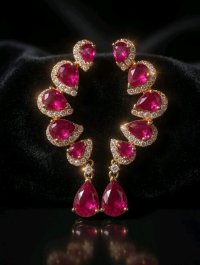 Ohrringe Creolen 750 Gold Rubin 3,3 ct Diamant 0,46 ct - Bild 3