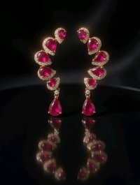 Ohrringe Creolen 750 Gold Rubin 3,3 ct Diamant 0,46 ct - Bild 7
