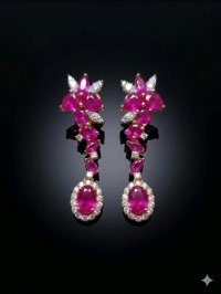 Ohrringe 750 Gold Rubin 2,9 ct Diamant 0,6 ct Stecker - Bild 4