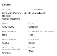 Armreif 585 Gelbgold Antik Granat Massiv - Bild 2