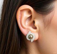 Ohrringe 750 Gold Tahitiperle 2,2 ct Diamant - Bild 1