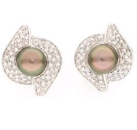 Ohrringe 750 Gold Tahitiperle 2,2 ct Diamant - Bild 2