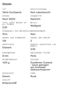 Ohrringe 750 Gold Tahitiperle 2,2 ct Diamant - Bild 3