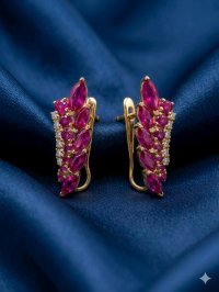 Ohrstecker 750 Gold Rubin ca. 1,8 ct Diamant - Bild 4