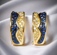 Ohrstecker Creolen 750 Gold 1,2 ct Saphir - Bild 1