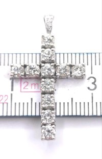Diamant-Kreuz-Anhänger 750 Gold an Platin-Kette - Bild 3