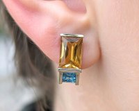 Ohrringe 585 Gold Stecker Creolen Citrin Turmalin - Bild 1