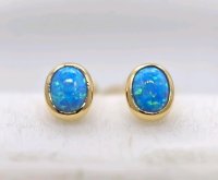 Creolen 585 Gold Opal Australien Stecker - Bild 2