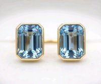 Ohrringe 585 Gold Stecker Creolen Blau Topas - Bild 3