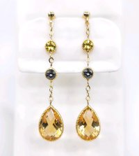 Ohrringe 750 Gold Rauchquarz Citrin Creolen - Bild 2