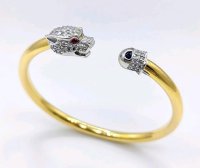 916 Gold Armreif mit Diamant 0,69 ct & Rubin - Bild 1