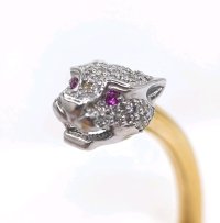 916 Gold Armreif mit Diamant 0,69 ct & Rubin - Bild 2