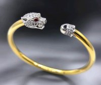 916 Gold Armreif mit Diamant 0,69 ct & Rubin - Bild 5