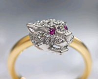 916 Gold Armreif mit Diamant 0,69 ct & Rubin - Bild 7