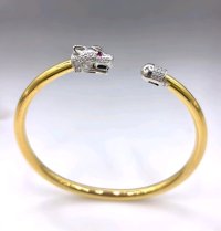 916 Gold Armreif mit Diamant 0,69 ct & Rubin - Bild 9