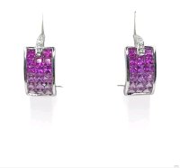 Ohrringe Creolen 750 Gold Diamant Rubin 1,8 ct - Bild 2