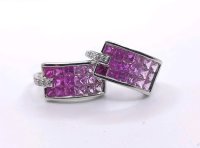 Ohrringe Creolen 750 Gold Diamant Rubin 1,8 ct - Bild 3