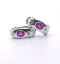 Creolen 585 Gelbgold mit Diamant & Rubin - Bild 3