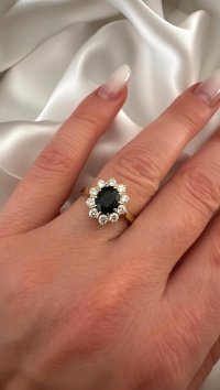 Ring 750 Gold Diamant 0,4 ct Saphir - Bild 2
