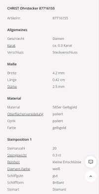 Creolen 585 Gelbgold CHRIST 0,3 ct Diamant Stecker - Bild 3