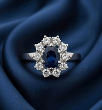 Ring 750 Gold Saphir 0,75 ct Diamant 0,4 ct - Bild 2