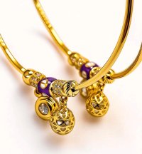 Creolen 585 Gelbgold 14 Karat Ohrringe - Bild 1