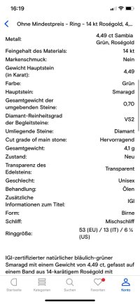 Verlobungsring 585 Gold Smaragd Diamant 4,49 ct - Bild 9
