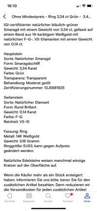 Verlobungsring 585 Gold mit 3,48 ct Smaragd & Diamant - Bild 8