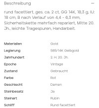 Armreif 585 Gelbgold 2ct Rubin Antik - Bild 2