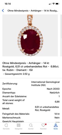 Anhänger 585 Gold mit 6,51 ct Rubin & Zertifikat - Bild 2