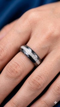 Ring 750 Weißgold 18 Kt Diamant 0,3 ct Keramik - Bild 1