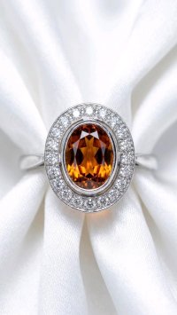 Antiker Ring 585 Gold mit Diamant & Citrin - Bild 1