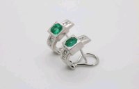Ohrringe 750 Gold 1ct Diamant Smaragd Stecker - Bild 3