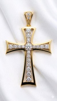 Kreuzanhänger 750 Gold Zirkonia 21g - Bild 1