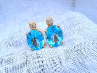 750 Gold Ohrringe Blautopas Diamanten - Bild 5