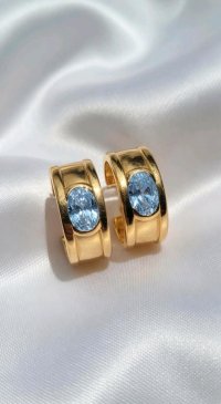 Ohrringe 750 Gold Creolen Stecker Blauer Topas - Bild 3