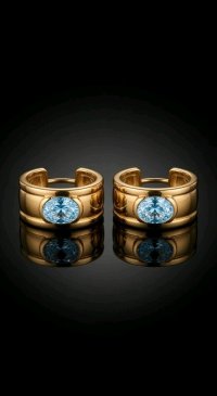 Ohrringe 750 Gold Creolen Stecker Blauer Topas - Bild 5