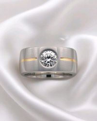 Ring 750 Gold & 950 Platin mit 1 ct Diamant E/VVS1 - Bild 6
