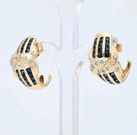 Ohrringe 585 Gold 1,5 ct Diamant Saphir Stecker - Bild 3