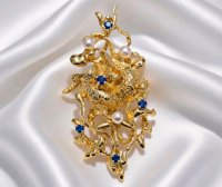 Anhänger 750 Gelbgold Saphir 0,3 ct und Perle - Bild 2
