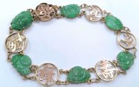 Armreif 585 Gold Buddha Jade 19 cm - Bild 1