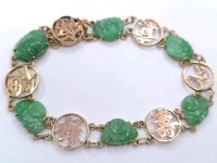 Armreif 585 Gold Buddha Jade 19 cm - Bild 5