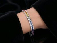 Armreif 750 Gold mit Diamant & Saphir - Bild 6